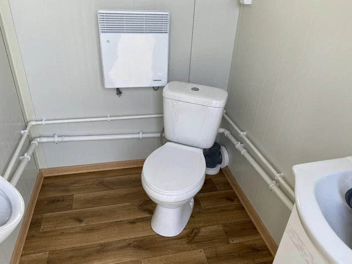Contenedor sanitario doble con depósito de residuos blanco 3x2 metros