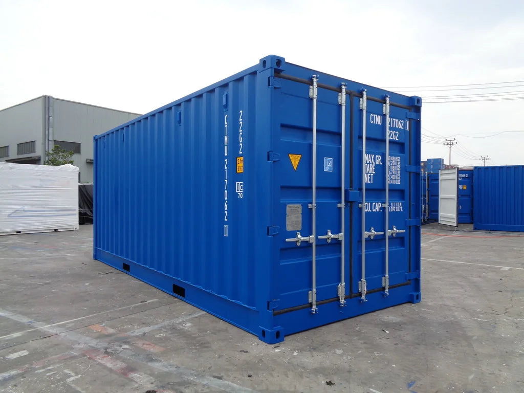 Contenedor marítimo 20 pies lateral abierto azul nuevo