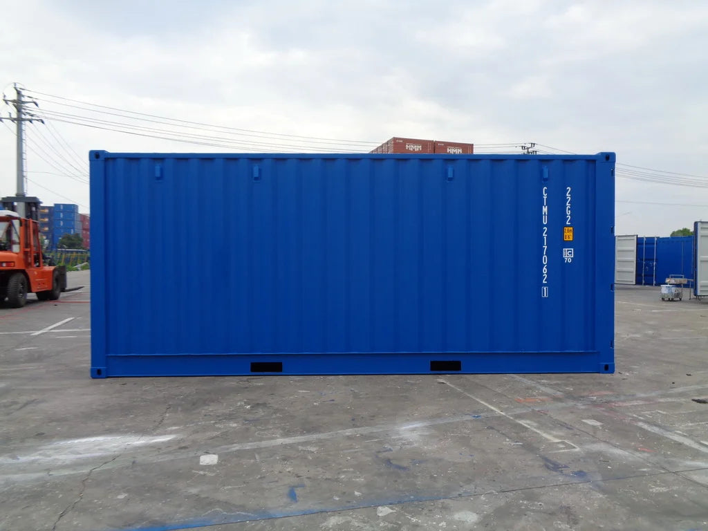 Contenedor marítimo 20 pies lateral abierto azul nuevo