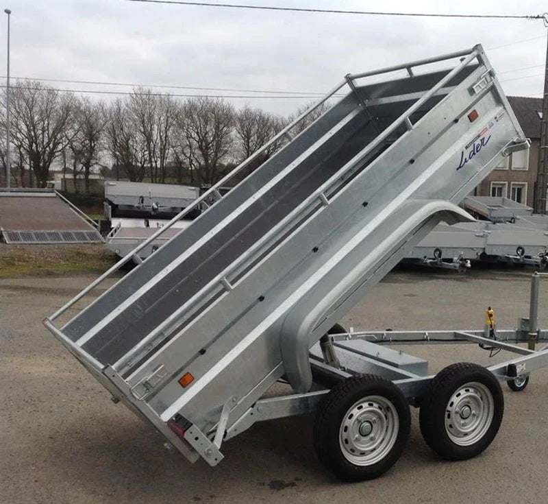 Remolque basculante de alta resistencia Lider, PTAC 1500 kg, ejes dobles con freno