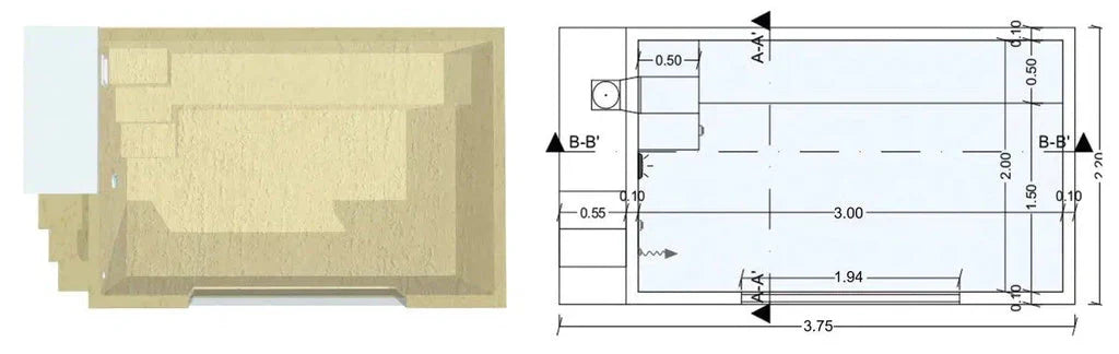 Piscina nueva sobre Pro230, de 3,75 x 2,20 x 1,10 m